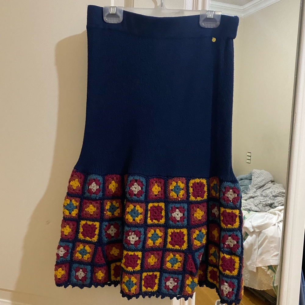 Anthropologie Square Floral Knit Skirt - Picture 2 of 5
